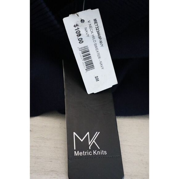 Metric Knits 32344SP Women's Sz S Navy V-Neck High/Low Sweater - Picture 4 of 7